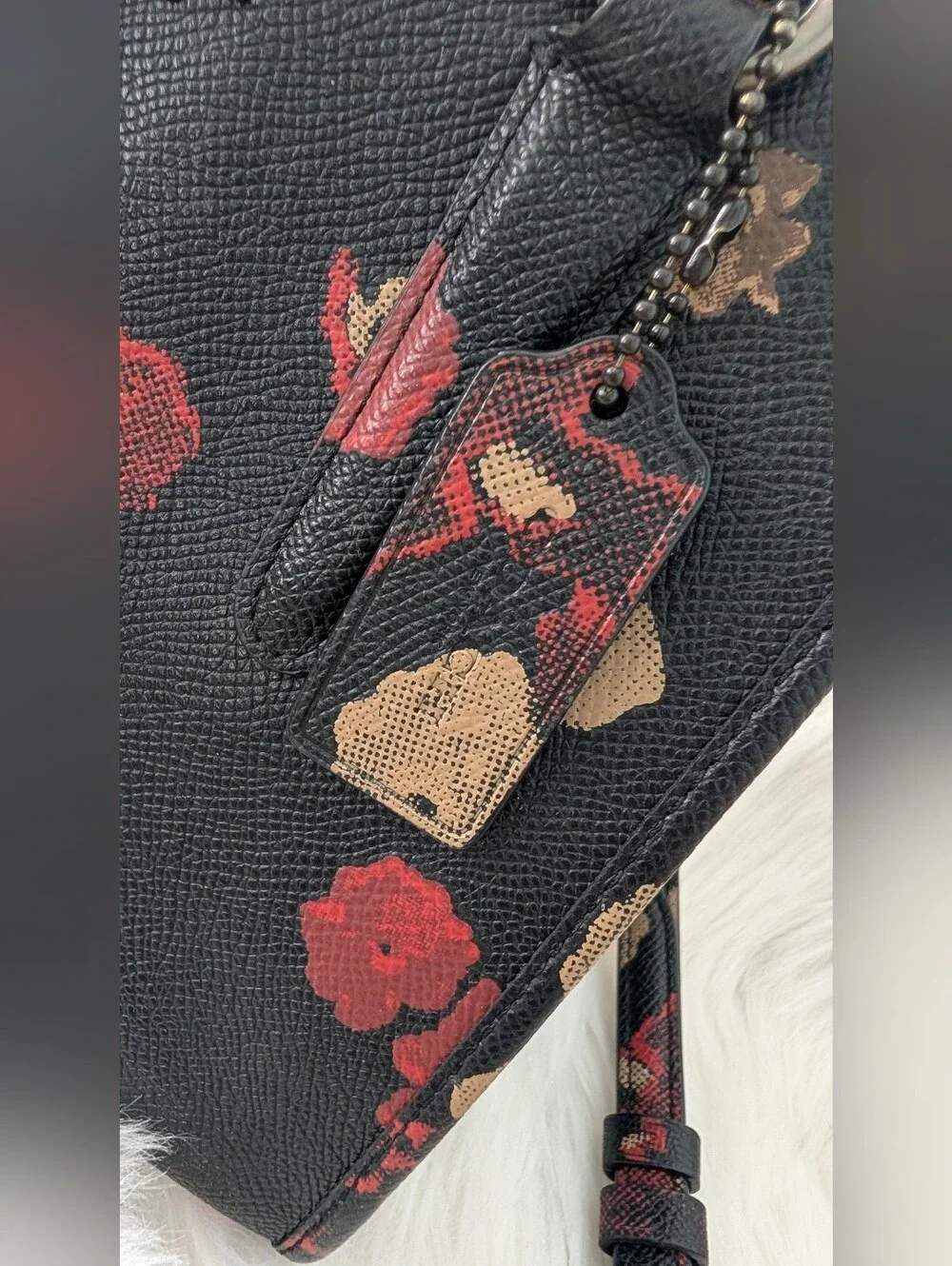 Coach Floral Print Mini Satchel hand Bag/ CrossBody Bag Came With Dirt Cover Bag